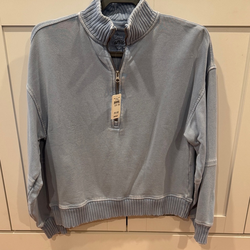 Aerie Men's Light Blue Zip-Up Sweater